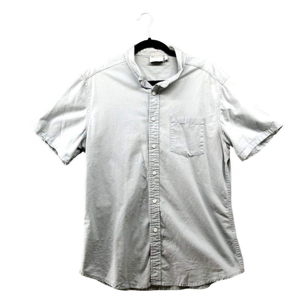 ASOS Short Sleeve Button Down Shirt Mens Large L Light Blue Cotton Blend Soft